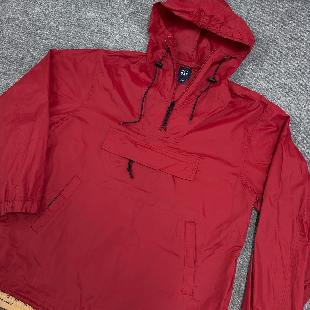 Vintage GAP Anorak Jacket Men's Large Red Nylon Pullover 1/2 Zip Windbreaker Y2K